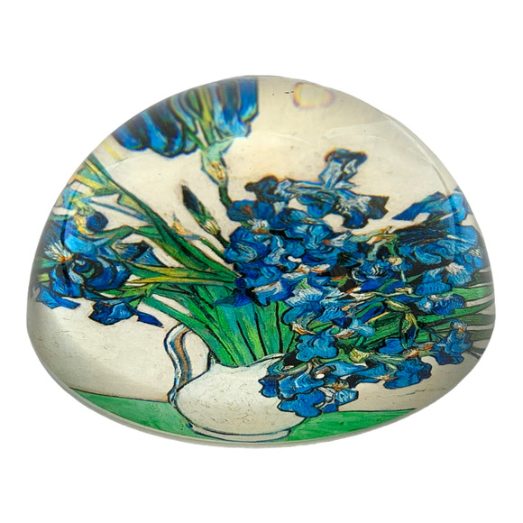 Vincent Van Gogh Irises in a Vase Dome Paperweight Glass, Gift Boxed, 3"Diameter - Picture 3 of 5